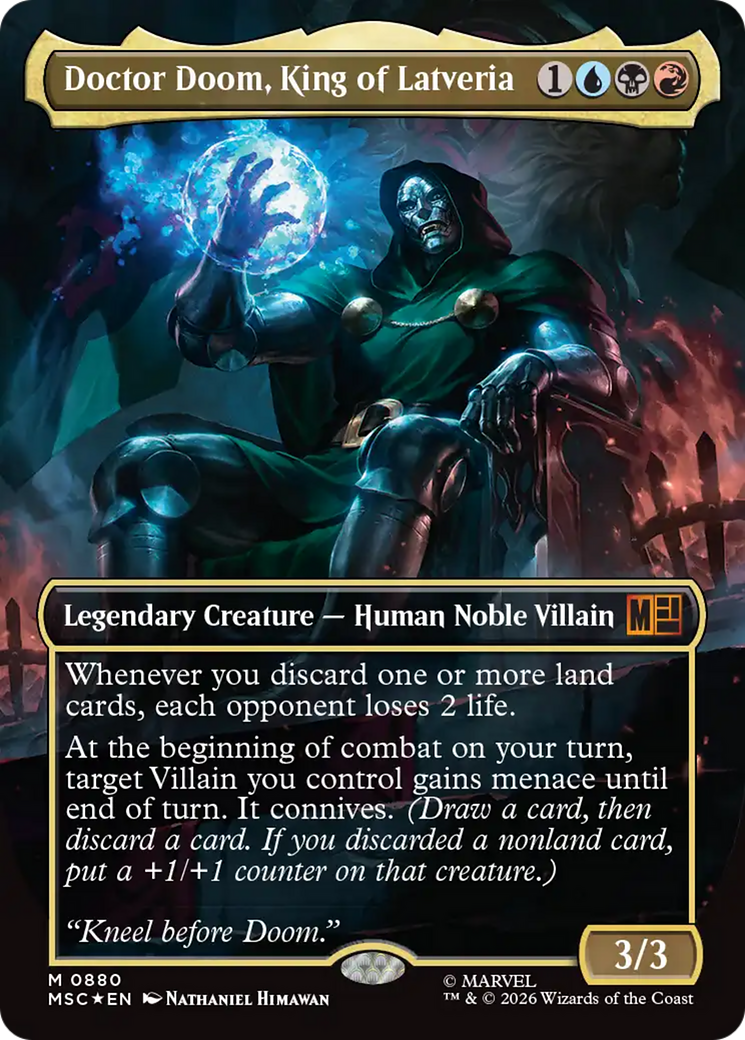 Doctor Doom, King of Latveria (Borderless) (Surge Foil) [Marvel Super Heroes Commander] | Multizone: Comics And Games
