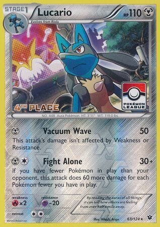 Lucario (63/124) (League Promo 4th Place) [XY: Fates Collide] Pokemon Single Pokémon  | Multizone: Comics And Games