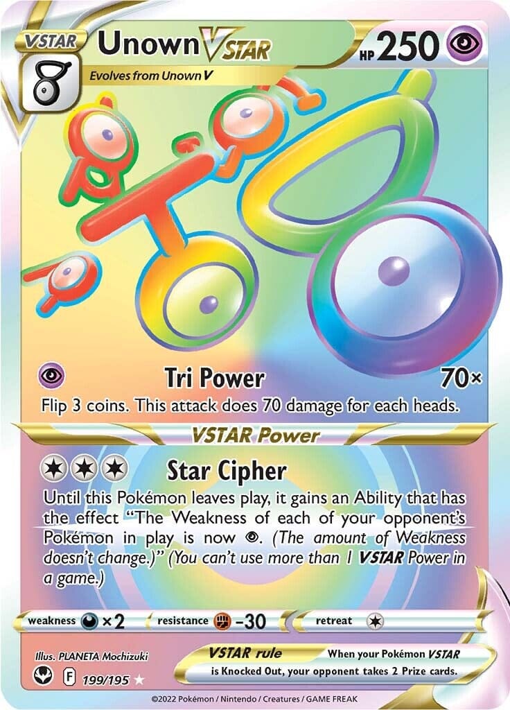 Unown VSTAR (199/195) [Sword & Shield: Silver Tempest] Pokemon Single Pokémon  | Multizone: Comics And Games