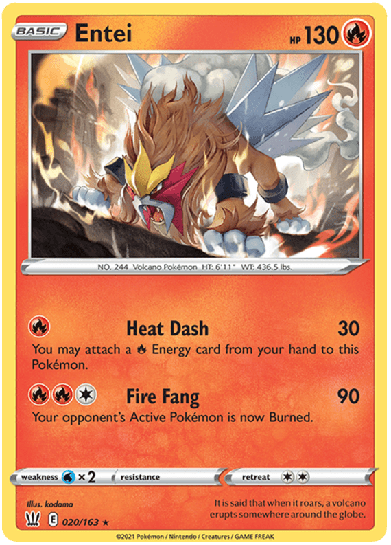 Entei (020/163) [Sword & Shield: Battle Styles] Pokemon Single Pokémon  | Multizone: Comics And Games