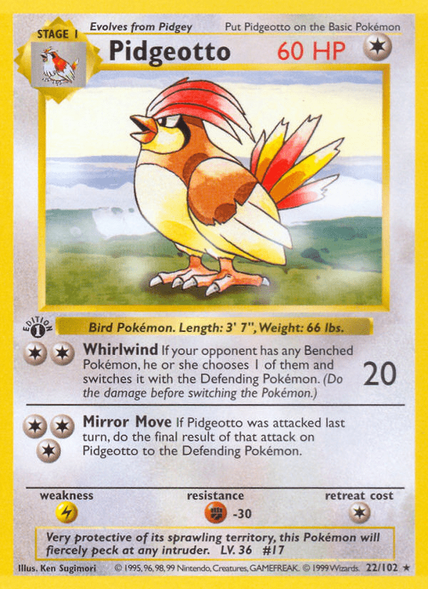 Pidgeotto (22/102) (Shadowless) [Base Set 1st Edition] Pokemon Single Pokémon  | Multizone: Comics And Games