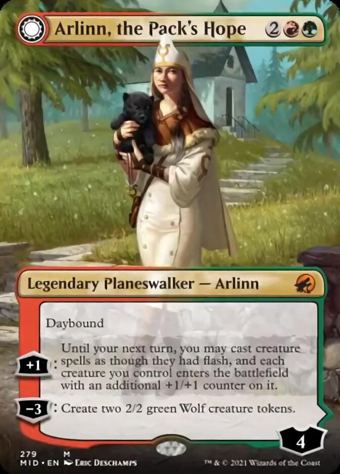 Arlinn, the Pack's Hope // Arlinn, the Moon's Fury (Borderless) [Innistrad: Midnight Hunt] MTG Single Magic: The Gathering  | Multizone: Comics And Games