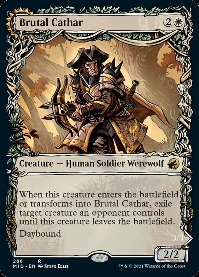 Brutal Cathar // Moonrage Brute (Showcase Equinox) [Innistrad: Midnight Hunt] MTG Single Magic: The Gathering  | Multizone: Comics And Games