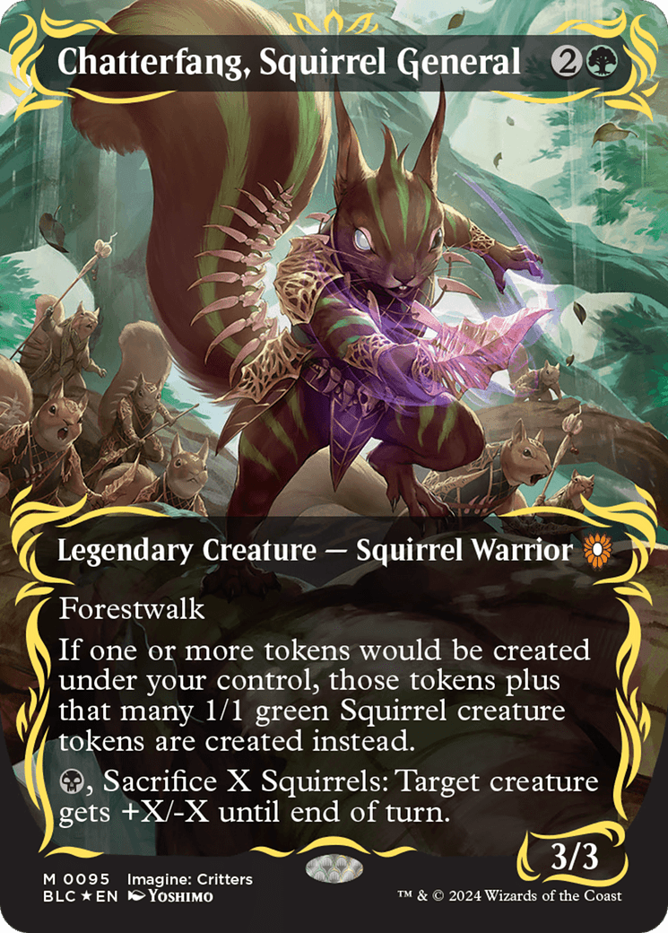 Chatterfang, Squirrel General (Borderless) (Raised Foil) [Bloomburrow Commander] MTG Single Magic: The Gathering  | Multizone: Comics And Games