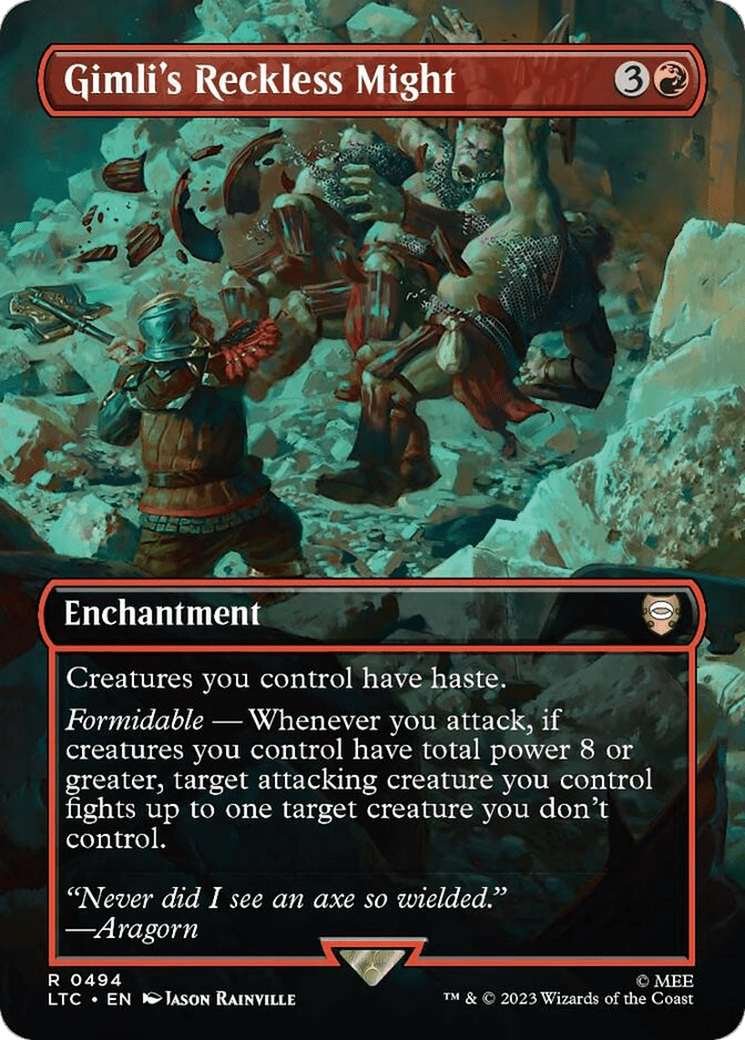 Gimli's Reckless Might (Borderless) [The Lord of the Rings: Tales of Middle-Earth Commander] MTG Single Magic: The Gathering  | Multizone: Comics And Games