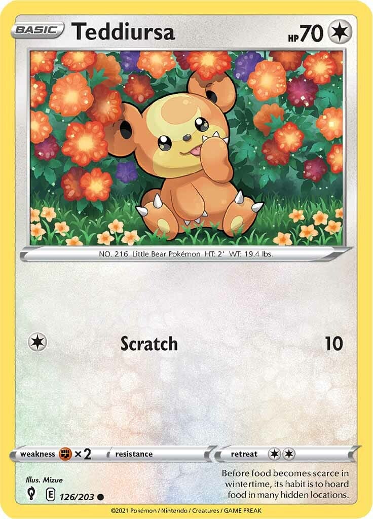 Teddiursa (126/203) [Sword & Shield: Evolving Skies] Pokemon Single Pokémon  | Multizone: Comics And Games