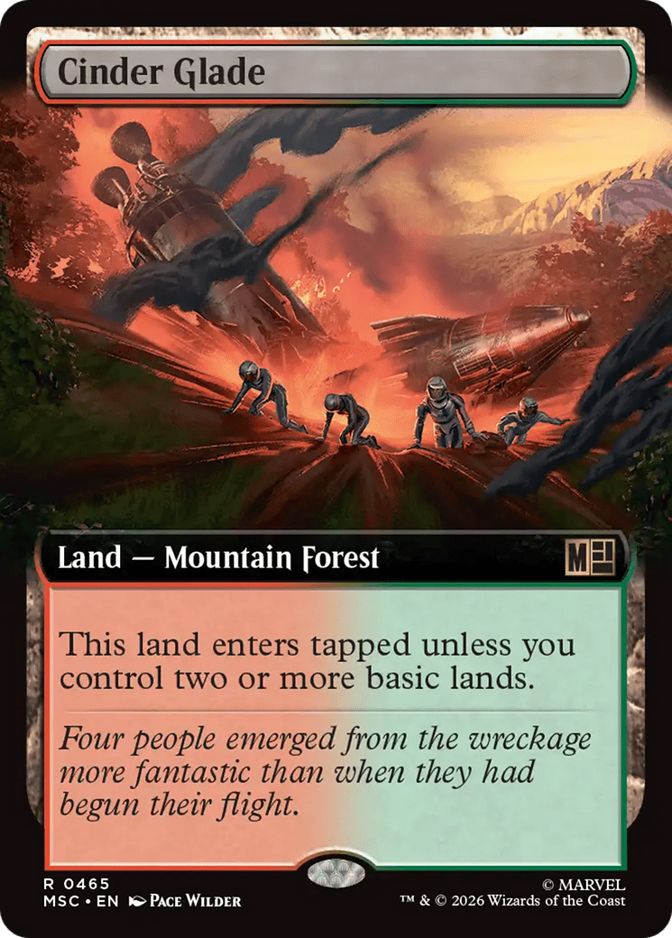 Cinder Glade (Extended Art) [Marvel Super Heroes Commander] MTG Single Magic: The Gathering  | Multizone: Comics And Games
