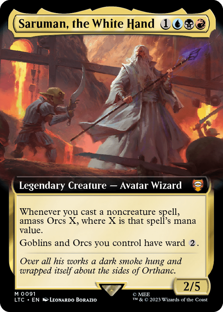 Saruman, the White Hand (Extended Art) [The Lord of the Rings: Tales of Middle-Earth Commander] MTG Single Magic: The Gathering  | Multizone: Comics And Games