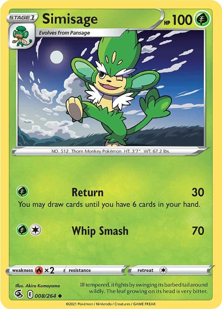 Simisage (008/264) [Sword & Shield: Fusion Strike] Pokemon Single Pokémon  | Multizone: Comics And Games