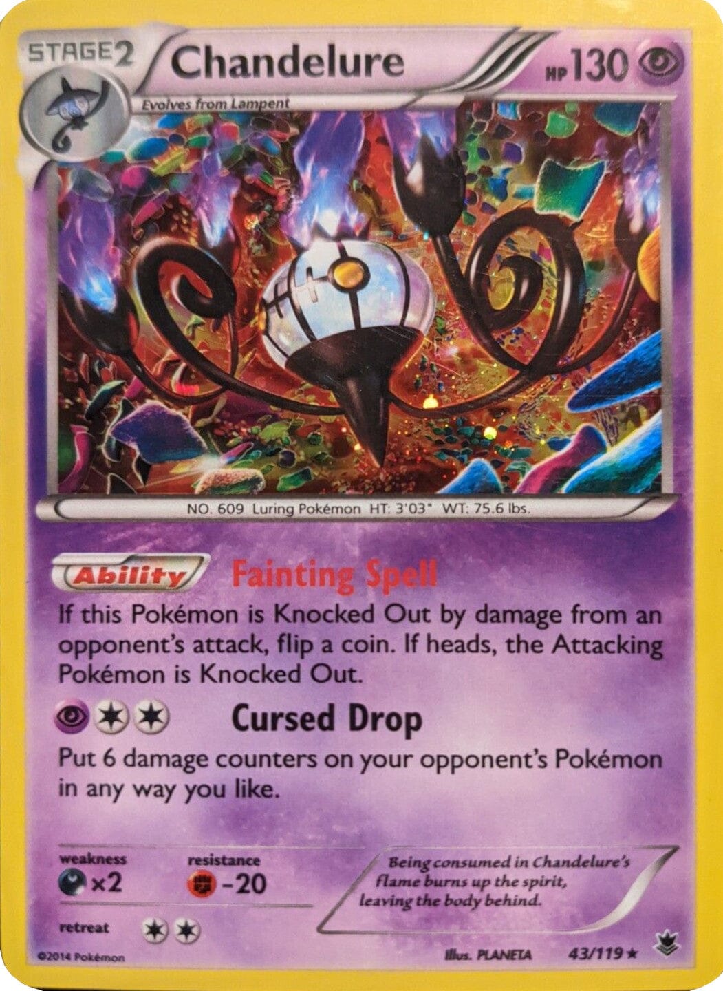 Chandelure (43/119) (Cosmos Holo) [XY: Phantom Forces] Pokemon Single Pokémon  | Multizone: Comics And Games