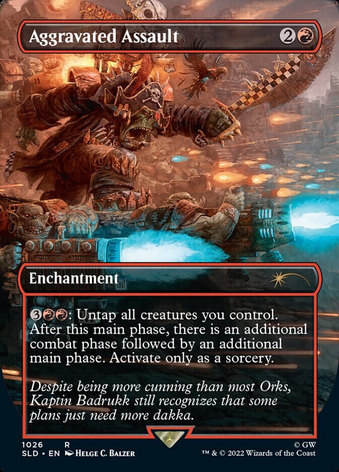 Aggravated Assault (Borderless) [Secret Lair Drop Series] MTG Single Magic: The Gathering  | Multizone: Comics And Games
