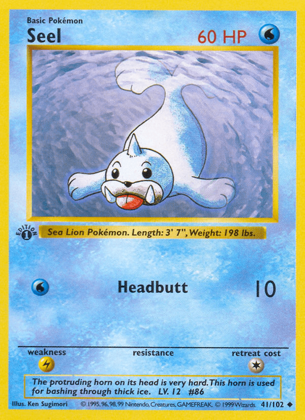 Seel (41/102) (Shadowless) [Base Set 1st Edition] Pokemon Single Pokémon  | Multizone: Comics And Games