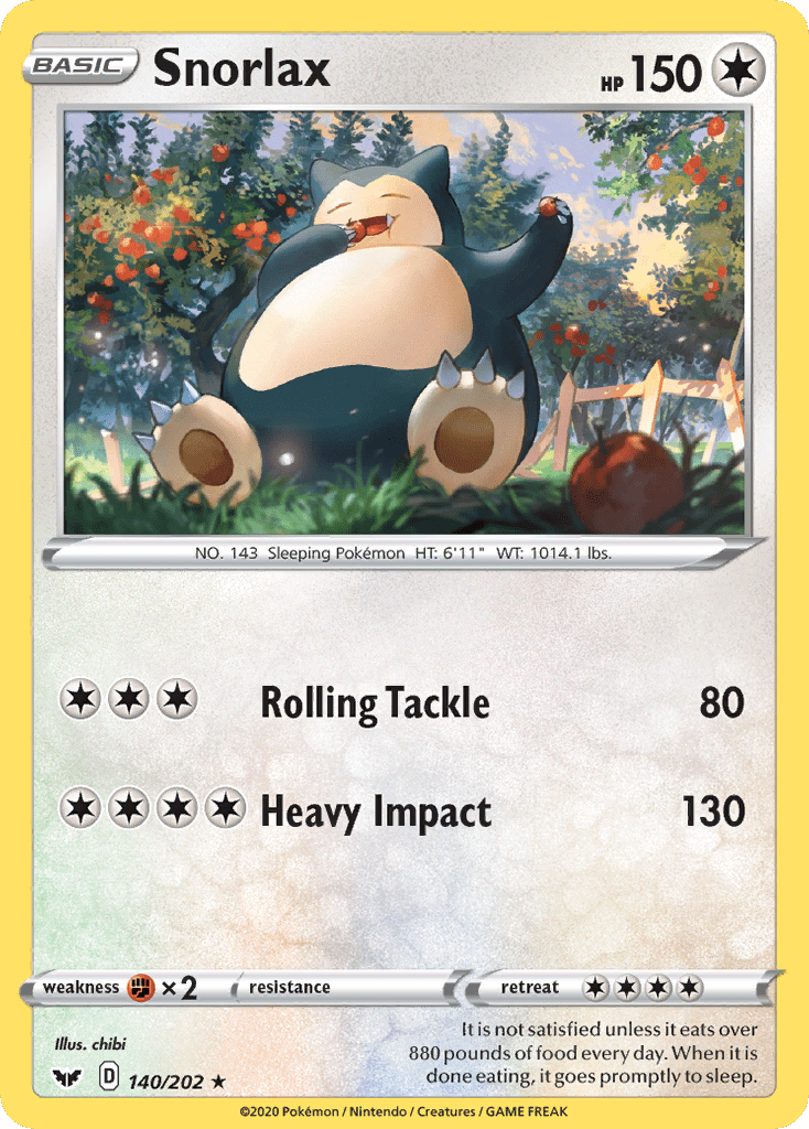 Snorlax (140/202) [Sword & Shield: Base Set] Pokemon Single Pokémon  | Multizone: Comics And Games