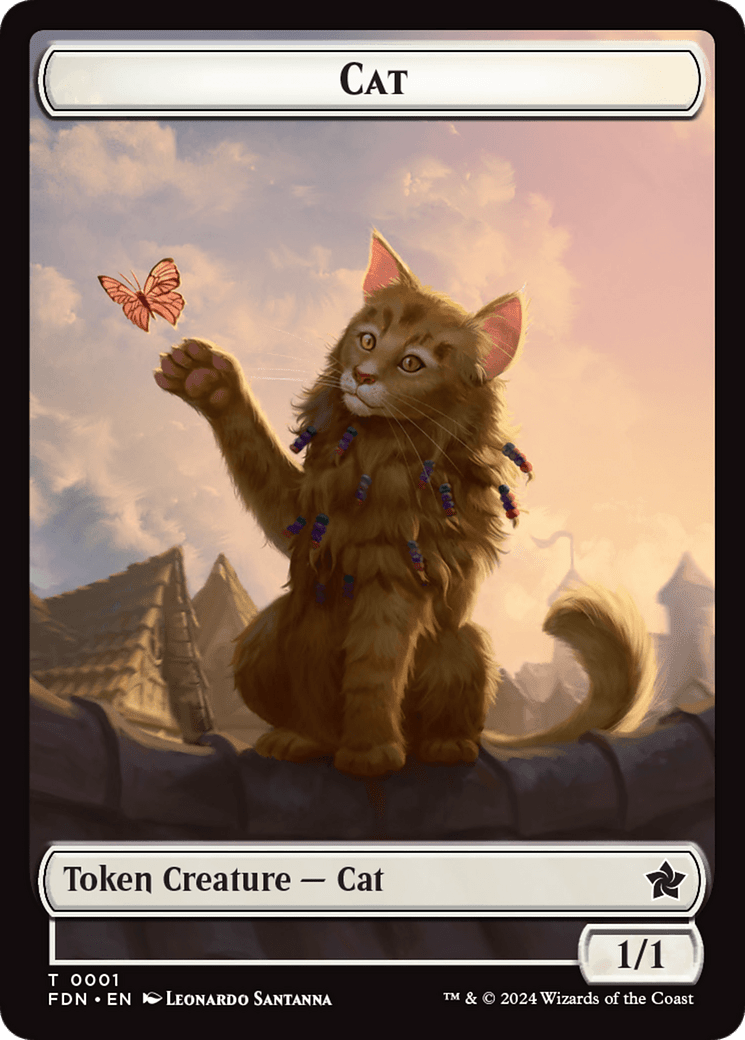 Elf Warrior // Cat (001) Doubled-Sided Token [Foundations Tokens] MTG Single Magic: The Gathering  | Multizone: Comics And Games