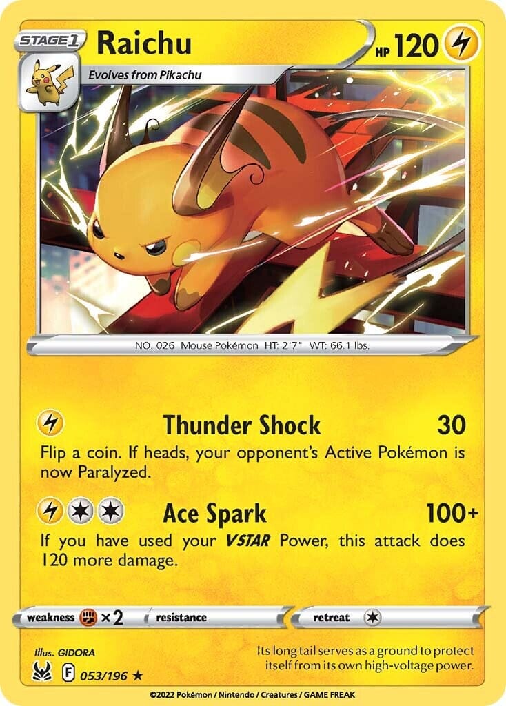 Raichu (053/196) [Sword & Shield: Lost Origin] Pokemon Single Pokémon  | Multizone: Comics And Games
