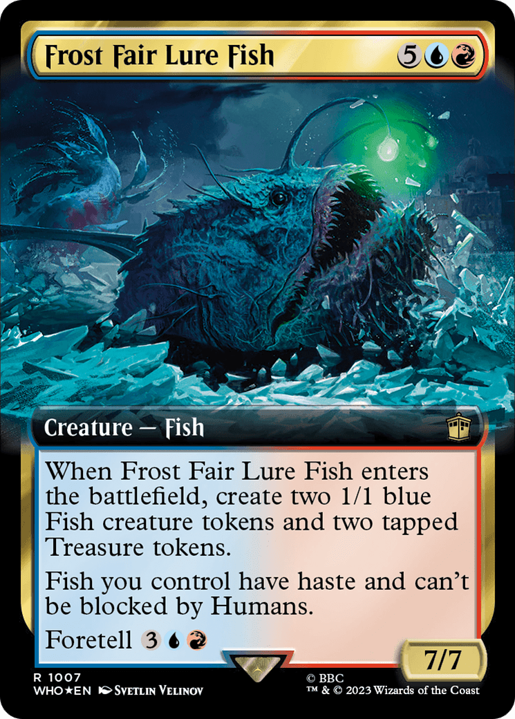 Frost Fair Lure Fish (Extended Art) (Surge Foil) [Doctor Who] MTG Single Magic: The Gathering  | Multizone: Comics And Games