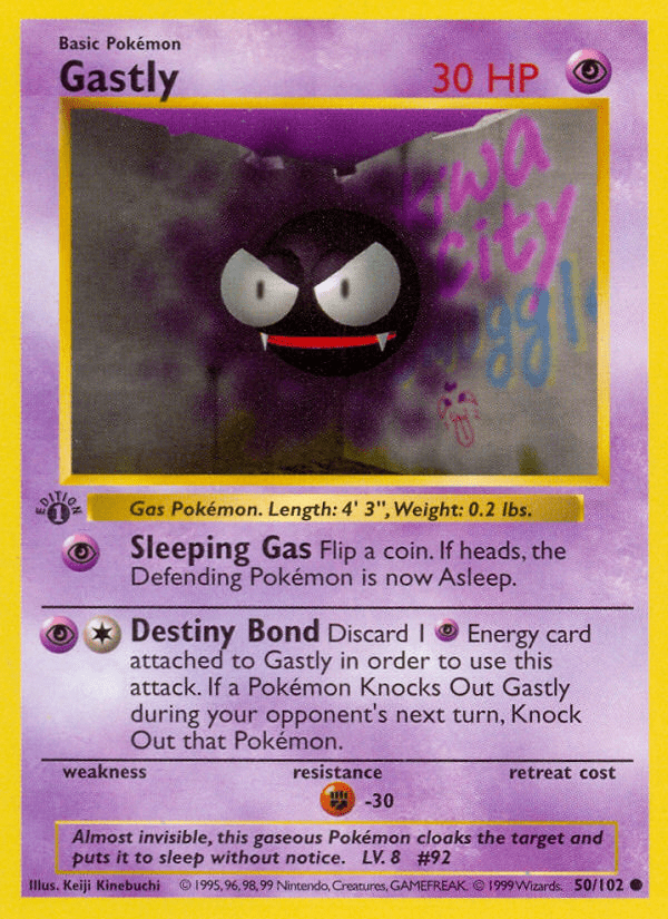 Gastly (50/102) (Shadowless) [Base Set 1st Edition] Pokemon Single Pokémon  | Multizone: Comics And Games