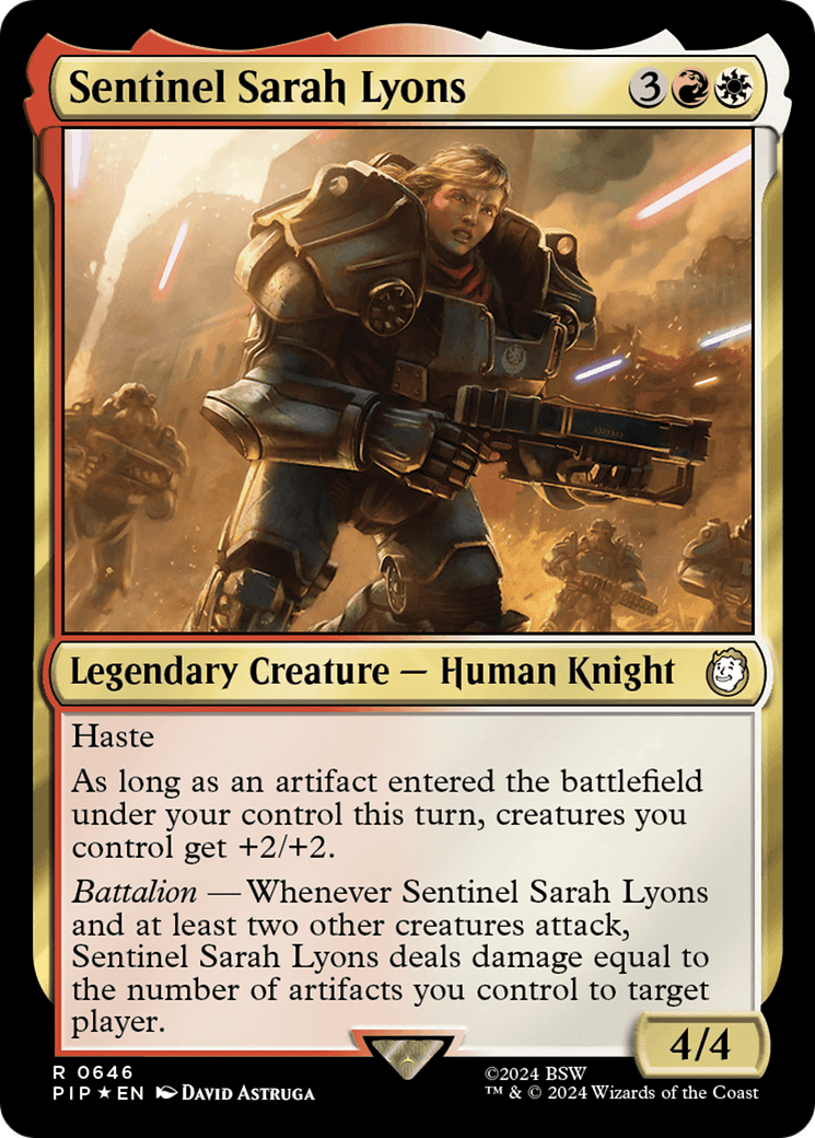 Sentinel Sarah Lyons (Surge Foil) [Fallout] MTG Single Magic: The Gathering  | Multizone: Comics And Games