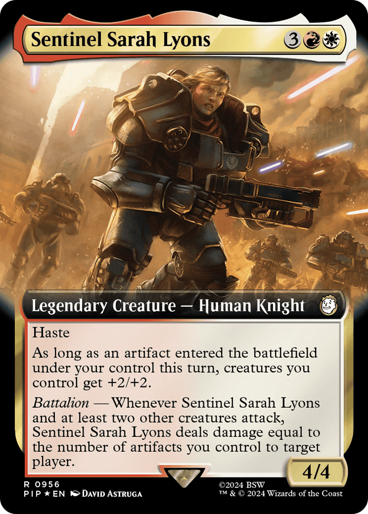 Sentinel Sarah Lyons (Extended Art) (Surge Foil) [Fallout] MTG Single Magic: The Gathering  | Multizone: Comics And Games