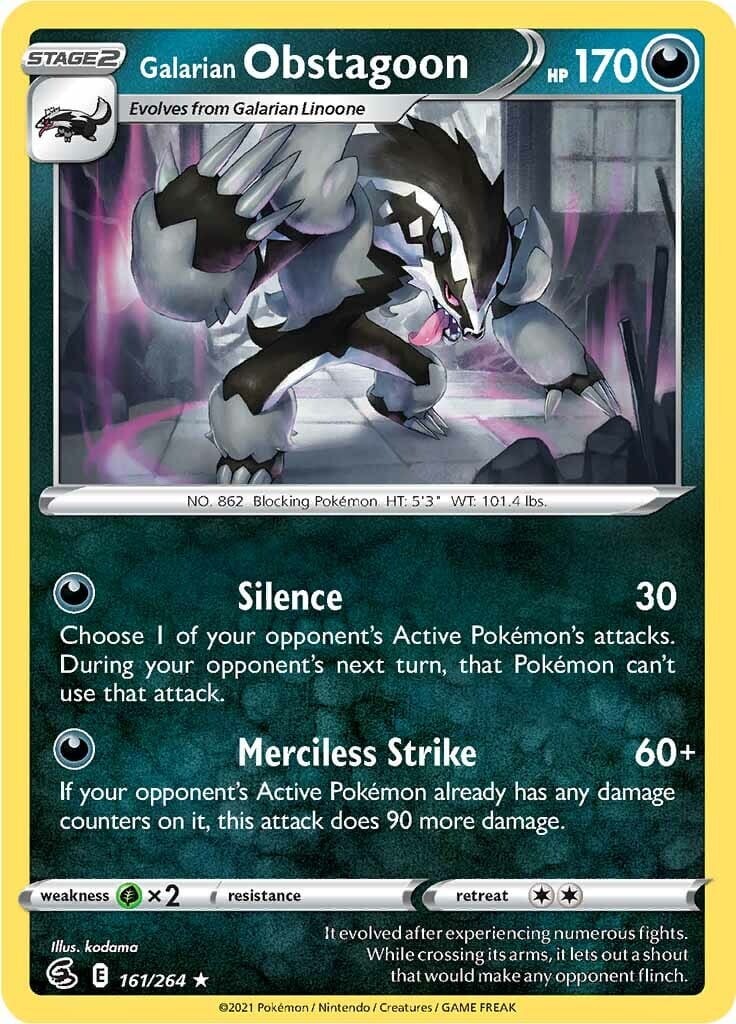 Galarian Obstagoon (161/264) [Sword & Shield: Fusion Strike] Pokemon Single Pokémon  | Multizone: Comics And Games