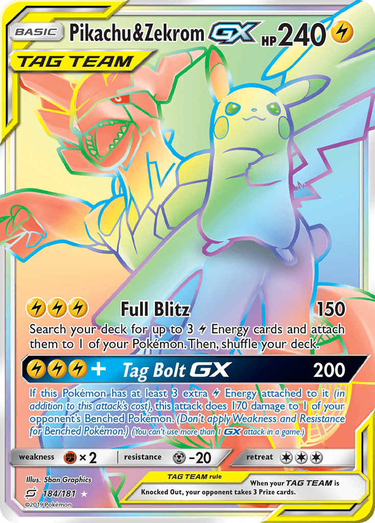 Pikachu & Zekrom GX (184/181) [Sun & Moon: Team Up] Pokemon Single Pokémon  | Multizone: Comics And Games