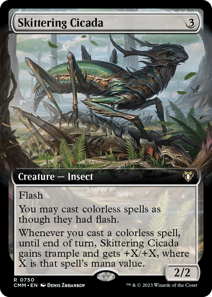 Skittering Cicada (Extended Art) [Commander Masters] MTG Single Magic: The Gathering  | Multizone: Comics And Games