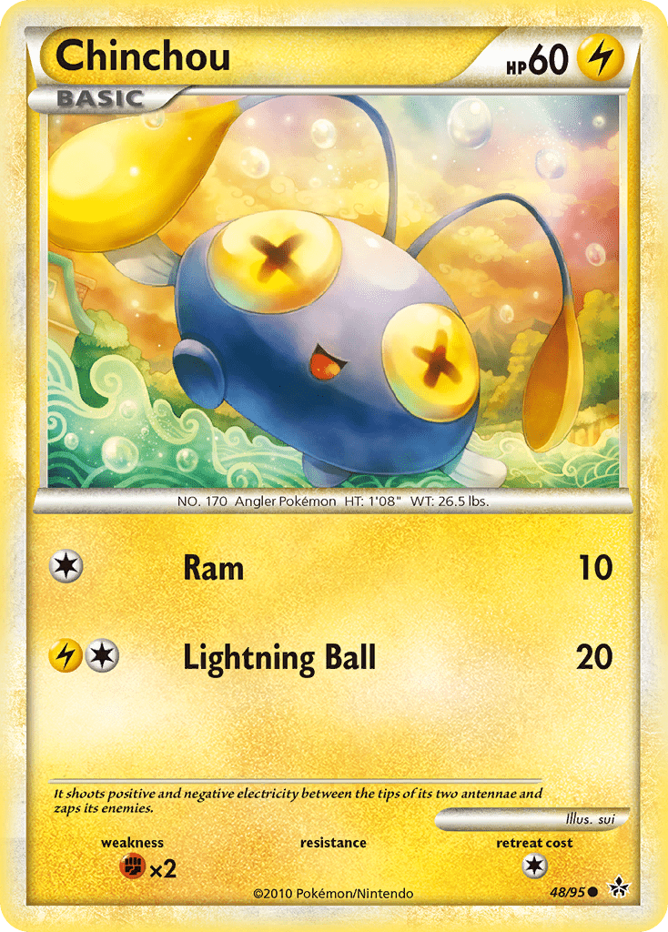 Chinchou (48/95) [HeartGold & SoulSilver: Unleashed] Pokemon Single Pokémon  | Multizone: Comics And Games