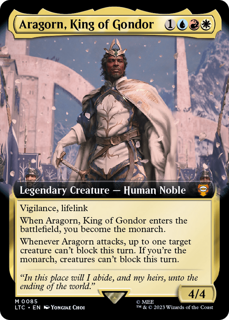 Aragorn, King of Gondor (Extended Art) [The Lord of the Rings: Tales of Middle-Earth Commander] MTG Single Magic: The Gathering  | Multizone: Comics And Games