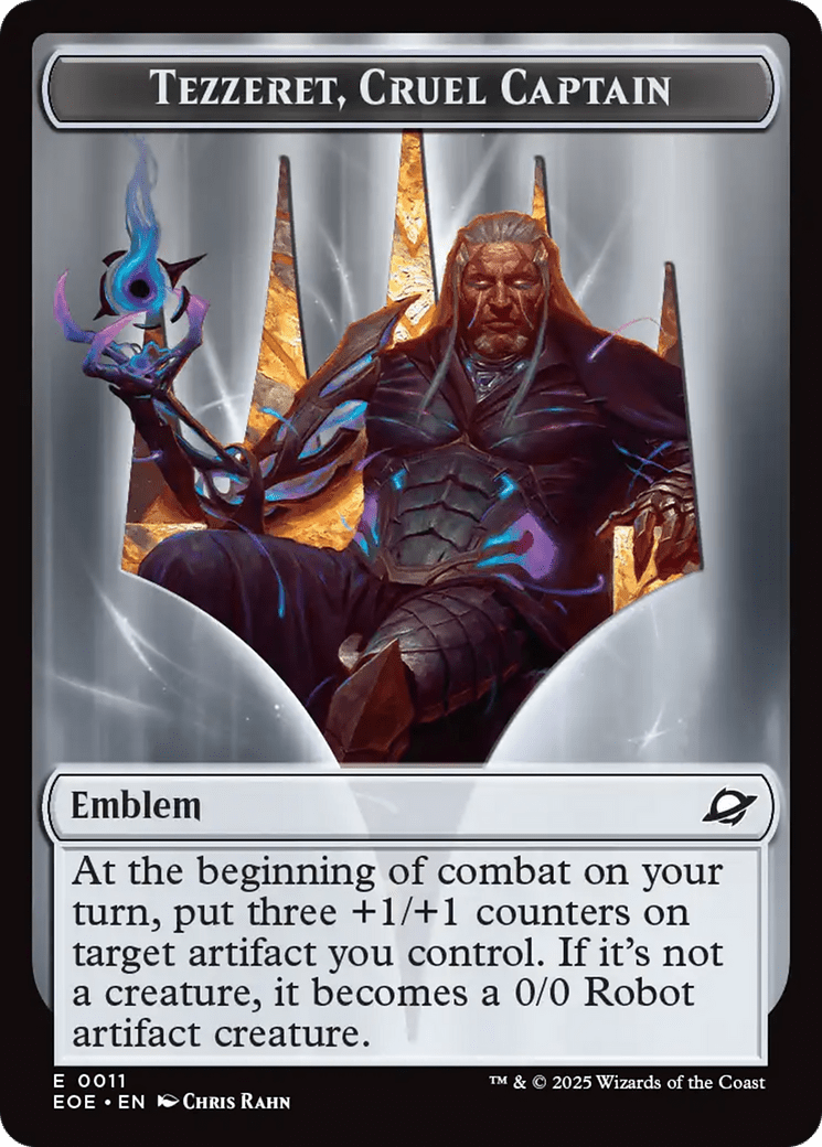 Robot // Emblem - Tezzeret, Cruel Captain Double-Sided Token [Edge of Eternities Tokens] MTG Single Magic: The Gathering  | Multizone: Comics And Games