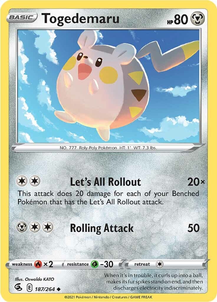 Togedemaru (187/264) [Sword & Shield: Fusion Strike] Pokemon Single Pokémon  | Multizone: Comics And Games