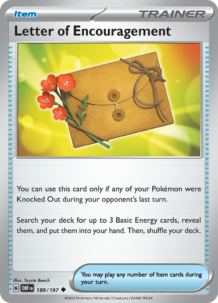 Letter of Encouragement (189/197) [Scarlet & Violet: Obsidian Flames] Pokemon Single Pokémon  | Multizone: Comics And Games