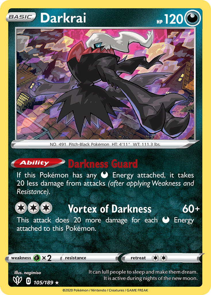 Darkrai (105/189) (Cosmos Holo) [Sword & Shield: Darkness Ablaze] Pokemon Single Pokémon  | Multizone: Comics And Games