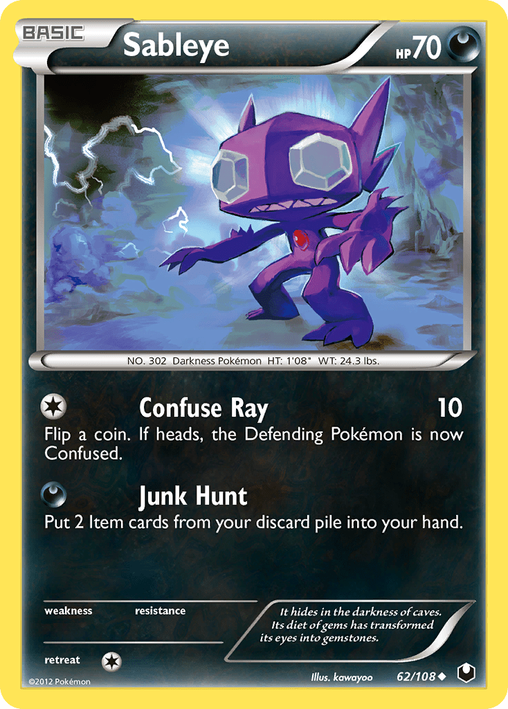 Sableye (62/108) [Black & White: Dark Explorers] Pokemon Single Pokémon  | Multizone: Comics And Games