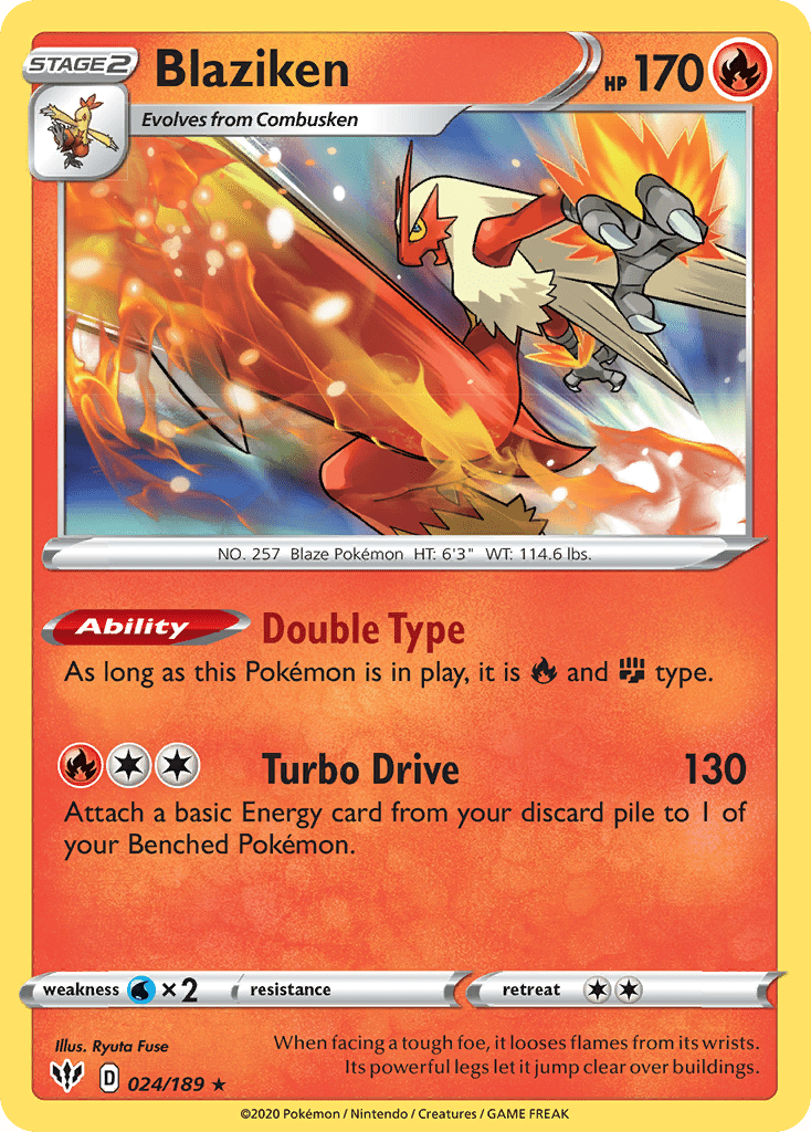 Blaziken (024/189) [Sword & Shield: Darkness Ablaze] Pokemon Single Pokémon  | Multizone: Comics And Games
