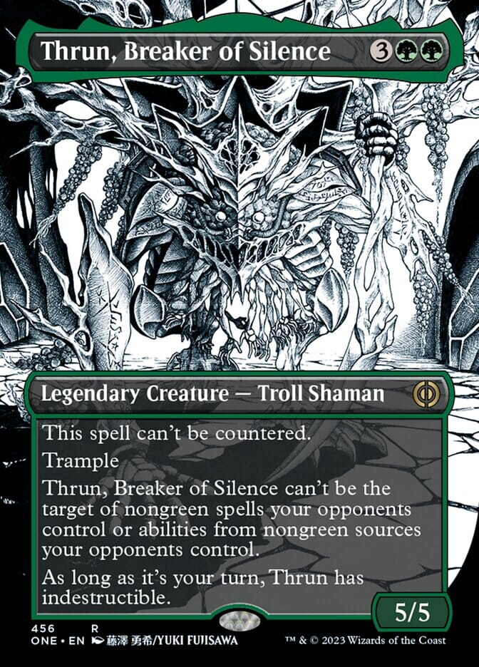 Thrun, Breaker of Silence (Borderless Manga Step-and-Compleat Foil) [Phyrexia: All Will Be One] MTG Single Magic: The Gathering  | Multizone: Comics And Games