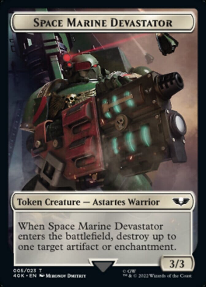 Soldier (002) // Space Marine Devastator Double-sided Token [Universes Beyond: Warhammer 40,000 Tokens] MTG Single Magic: The Gathering  | Multizone: Comics And Games