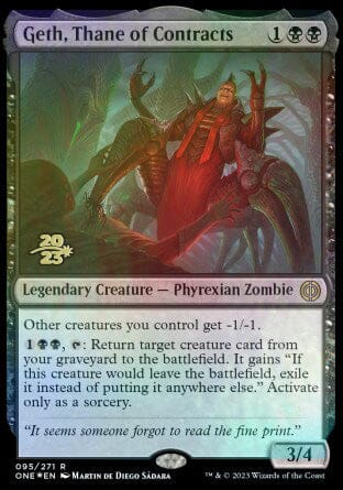 Geth, Thane of Contracts [Phyrexia: All Will Be One Prerelease Promos] MTG Single Magic: The Gathering  | Multizone: Comics And Games