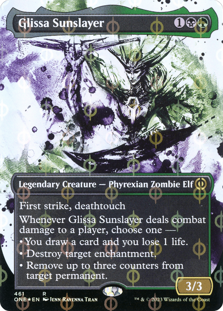 Glissa Sunslayer (Borderless Ichor Step-and-Compleat Foil) [Phyrexia: All Will Be One] MTG Single Magic: The Gathering  | Multizone: Comics And Games