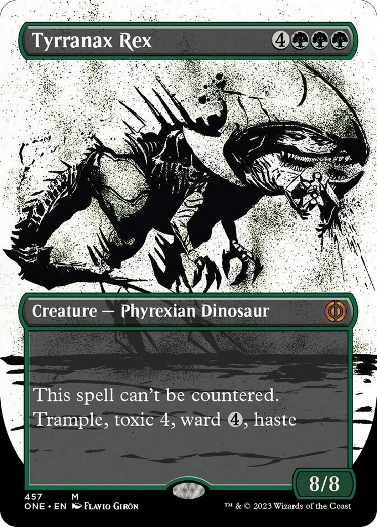 Tyrranax Rex (Borderless Ichor Step-and-Compleat Foil) [Phyrexia: All Will Be One] MTG Single Magic: The Gathering  | Multizone: Comics And Games
