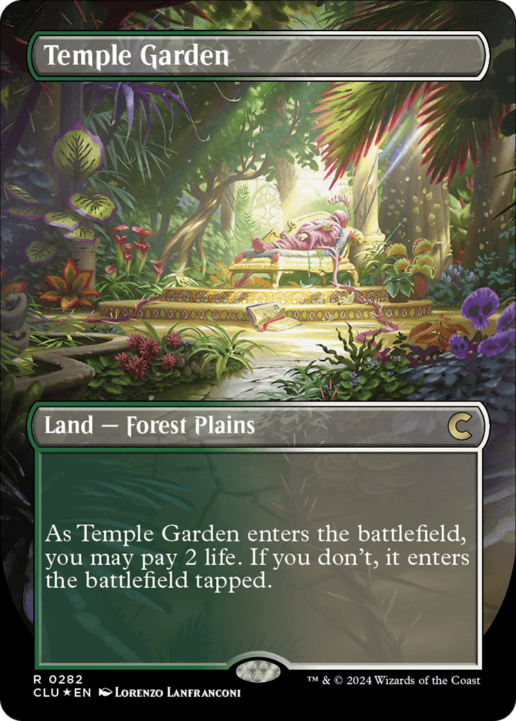 Temple Garden (Borderless) [Ravnica: Clue Edition] MTG Single Magic: The Gathering  | Multizone: Comics And Games