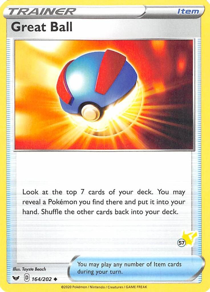 Great Ball (164/202) (Pikachu Stamp #57) [Battle Academy 2022] Pokemon Single Pokémon  | Multizone: Comics And Games