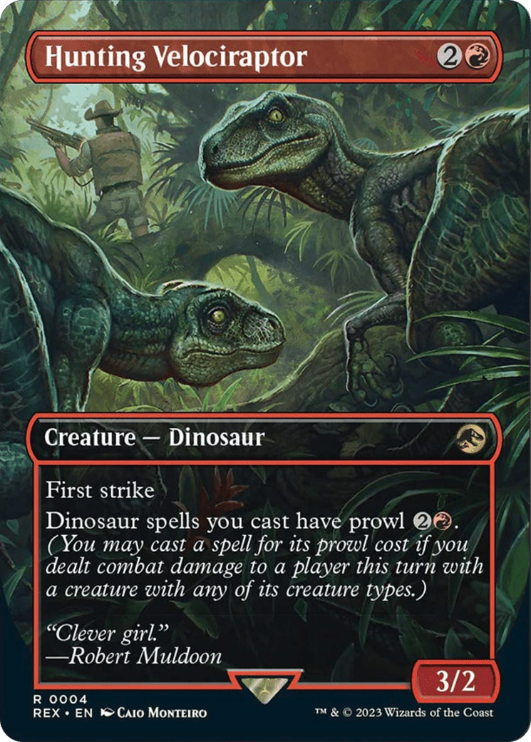 Hunting Velociraptor (Borderless) [Jurassic World Collection] MTG Single Magic: The Gathering  | Multizone: Comics And Games