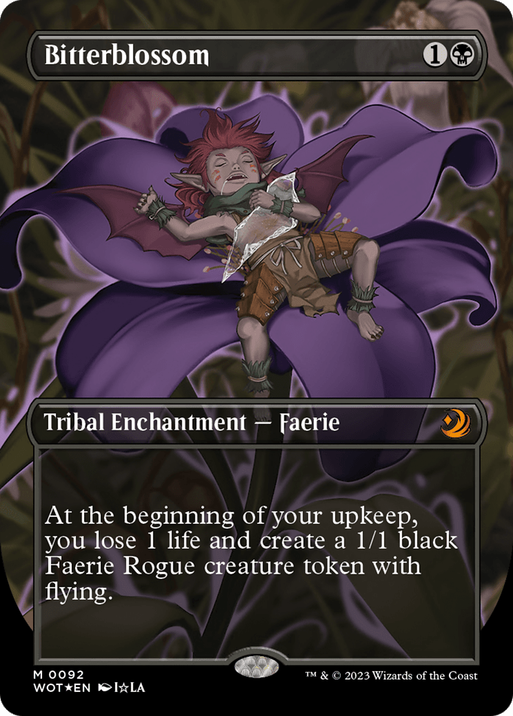 Bitterblossom (Anime Borderless) (Confetti Foil) [Wilds of Eldraine: Enchanting Tales] MTG Single Magic: The Gathering  | Multizone: Comics And Games