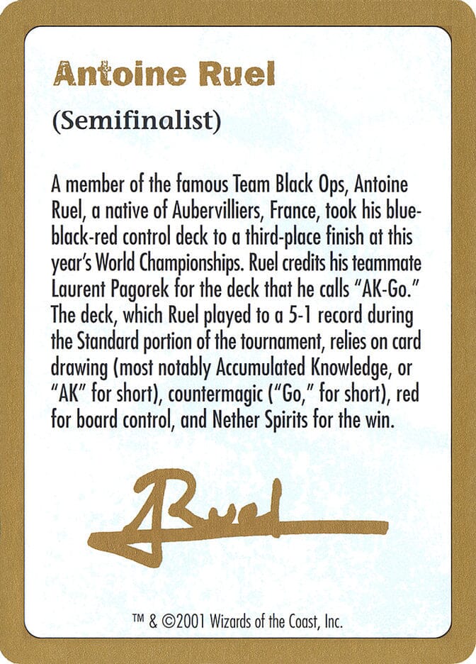 Antoine Ruel Bio [World Championship Decks 2001] MTG Single Magic: The Gathering  | Multizone: Comics And Games