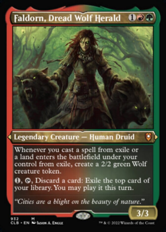 Faldorn, Dread Wolf Herald (Display Commander) (Foil Etched) [Commander Legends: Battle for Baldur's Gate] MTG Single Magic: The Gathering  | Multizone: Comics And Games