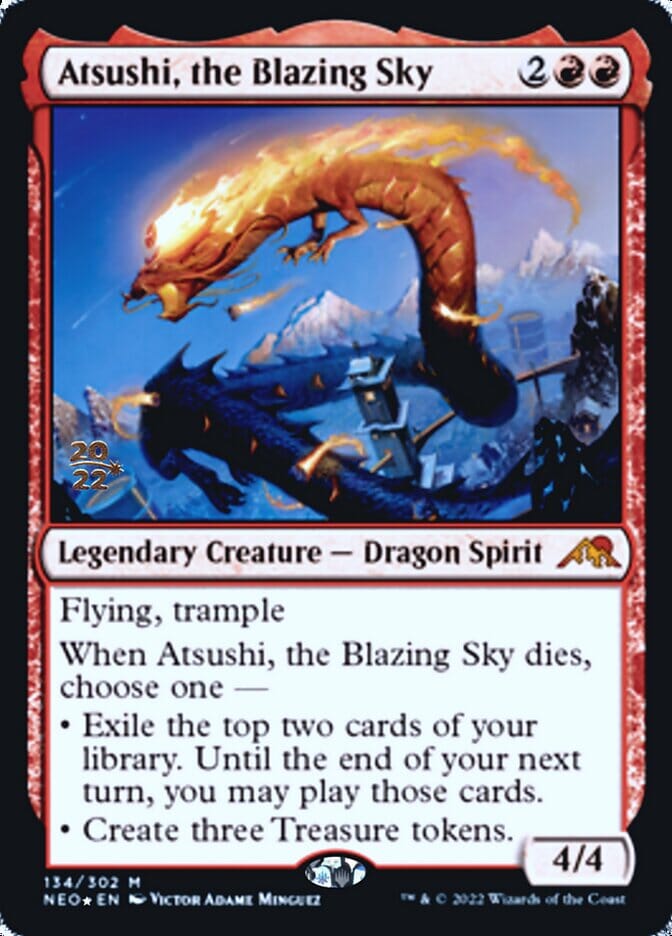 Atsushi, the Blazing Sky [Kamigawa: Neon Dynasty Prerelease Promos] MTG Single Magic: The Gathering  | Multizone: Comics And Games