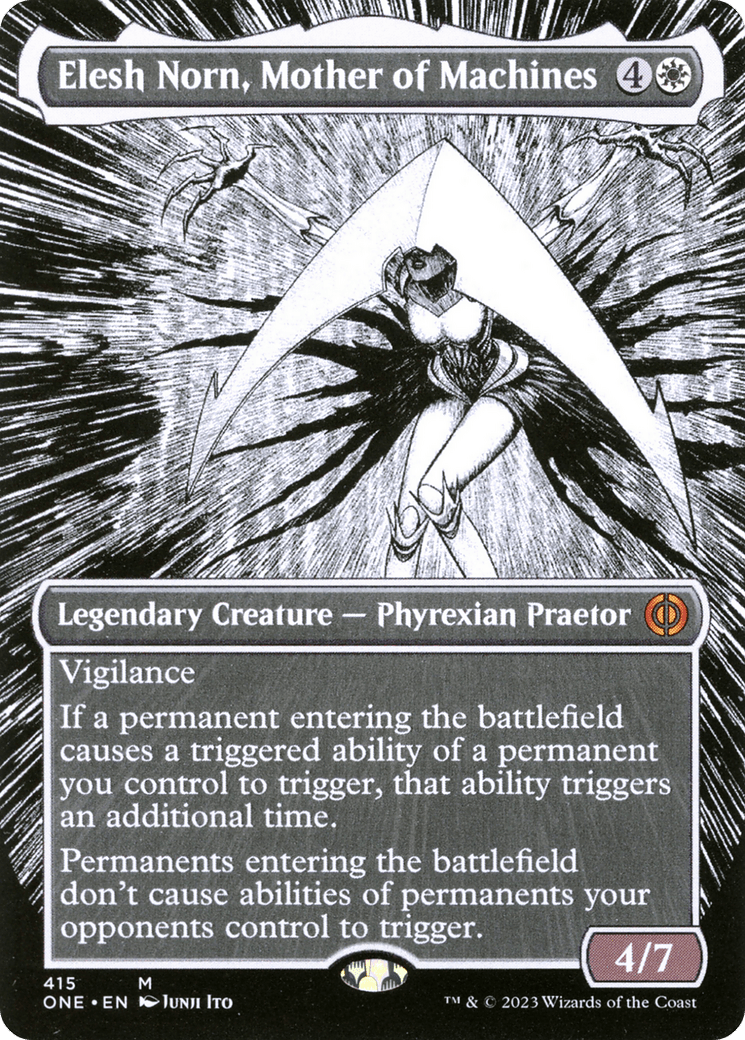 Elesh Norn, Mother of Machines (Borderless Manga) [Phyrexia: All Will Be One] MTG Single Magic: The Gathering  | Multizone: Comics And Games