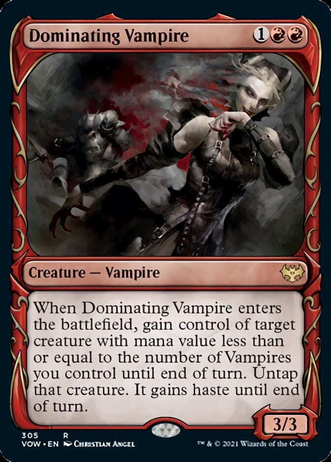 Dominating Vampire (Showcase Fang Frame) [Innistrad: Crimson Vow] MTG Single Magic: The Gathering  | Multizone: Comics And Games