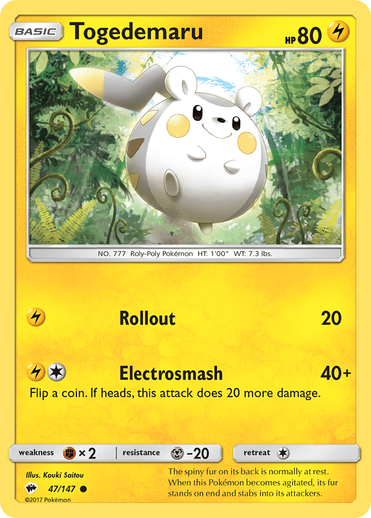 Togedemaru (47/147) [Sun & Moon: Burning Shadows] Pokemon Single Pokémon  | Multizone: Comics And Games