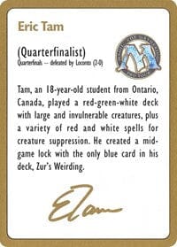1996 Eric Tam Biography Card [World Championship Decks] MTG Single Magic: The Gathering  | Multizone: Comics And Games